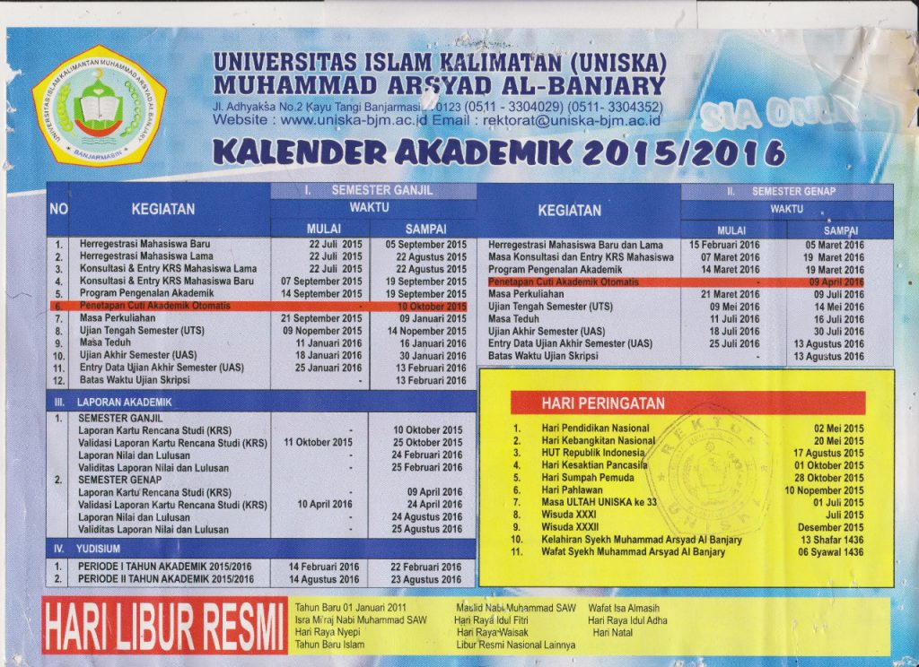 Kalender Akademik 2015-2016